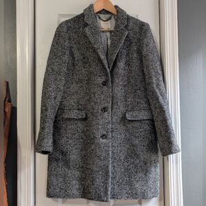 J. Crew Black And White Tweed Wool Topcoat Sz 6